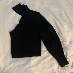 Zara ribbed one shoulder mock neck